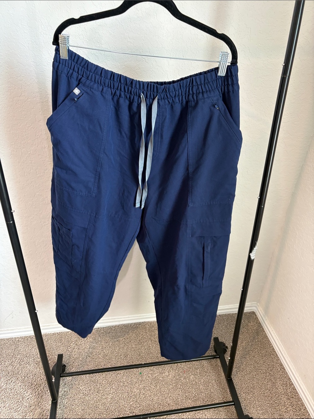 Figs Navy Blue Women's Cargo Drawstring scrub Pants